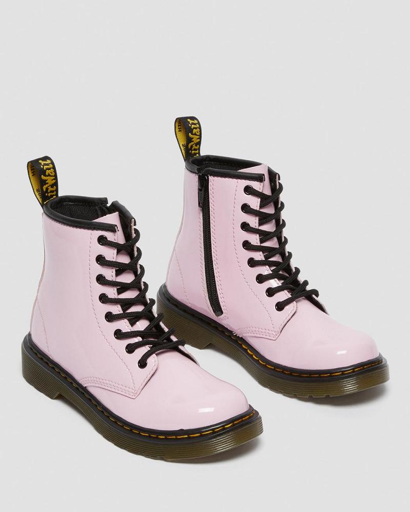 Dr Martens Junior 1460 Lak Læder Snørestøvler Børn Lyserød | DK 684TCE